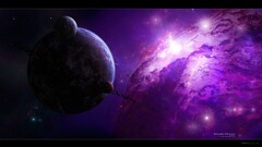 Space planet nebula space art purple Stars digital art