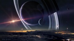 Space planet spacescapes planetary rings moon space art