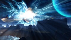 Space Stars planet abstract night space art digital art blue