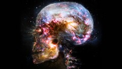 Space universe abstract brain skull