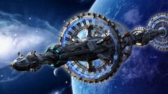 spaceship space station science fiction artwork Space