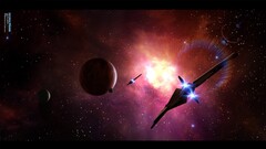 spaceship space station science fiction digital art planet