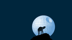 star wars Death Star AT-AT Minimalism blue background