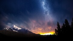 Stars sunset nature Mountains