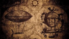 steampunk grunge Airships artwork Beige
