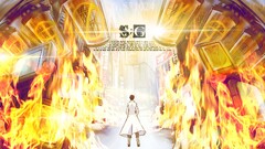 steins gate okabe rintarou Anime fire cityscape