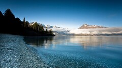 stones Mountains water Trees New Zealand