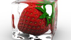 strawberries ice cubes ice 3d 3D Blocks digital art food fruit