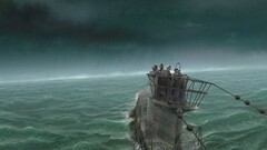 submarine artwork storm Sea military vehicle