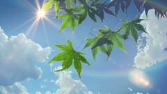 summer sunlight leaves the garden of words sun rays clouds Anime