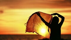 sunlight fabric Women silhouette arms up model