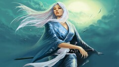 sunlight kimono sword fantasy art artwork fantasy girl long hair