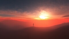 sunset alone clouds Mountains landscape sunlight