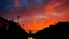 sunset Anime sky sunlight bicycle dusk orange