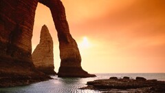 sunset beach sky rock horizon coast