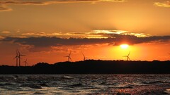sunset beach sunlight coast sky clouds
