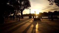 sunset dark urban sunlight People