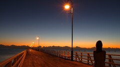 sunset lantern brisbane pier Sea street light