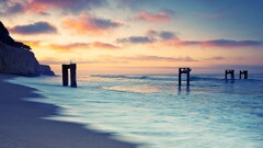 sunset Sea nature sky calm horizon beach waves sand coast