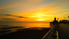sunset sky pier sunlight Sea