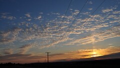 sunset sky power lines sunlight