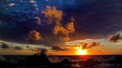 sunset sky Sea clouds sunlight nature