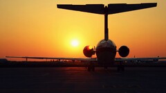 sunset sunlight landscape airplane silhouette Aircraft vehicle