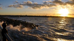 sunset sunlight landscape nature Sea beach