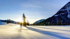 sunset sunlight landscape nature snow winter
