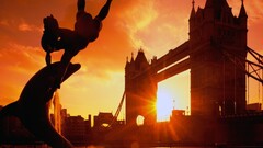 sunset sunlight sun landscape building Bridge City architecture