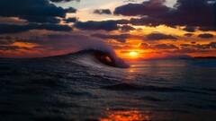 sunset waves Sea