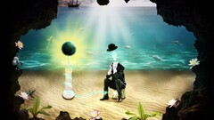 surreal lightbulb digital art beach ship nature