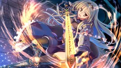 sword anime girls armor original characters blonde