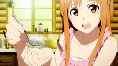 sword art online yuuki asuna anime girls food