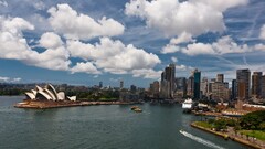 Sydney Australia cityscape sydney opera house water sky clouds