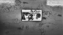 The Beatles graffiti monochrome wall