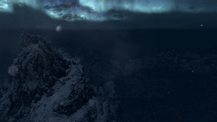 the elder scrolls v skyrim aurorae Mountains snow clouds