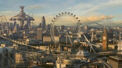 theme parks London Ferris Wheel cgi digital art cityscape City