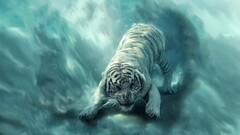 tiger fantasy art Animals Turquoise cyan