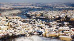 tilt-shift City snow Prague cityscape Czech Republic czech