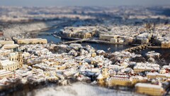 tilt-shift Prague cityscape Czech Republic digital art City snow