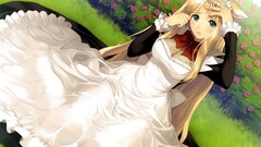 tony taka anime girls maid big boobs dress white dress cleavage