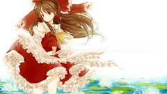 touhou hakurei reimu anime girls Anime brunette red eyes dress