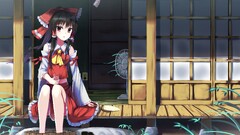 touhou hakurei reimu legs miko anime girls Anime black hair