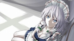 touhou izayoi sakuya anime girls blue eyes maiden cleavage As109