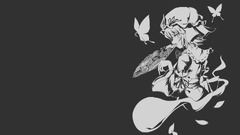 touhou saigyouji yuyuko black background monochrome Butterflies
