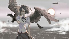touhou wings shameimaru aya anime girls Anime red eyes feathers