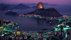 town lights hills water coast Sea Rio de Janeiro cityscape