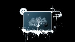 Trees Birds paint splatter digital art