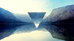 triangle polyscape Mountains Lake reflection nature digital art